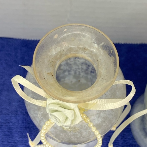 Pair 2 Glass Perfume Bottle  Decanter w/ Glass Stoppers - 5 1/2” Tall - Picture 3 of 12